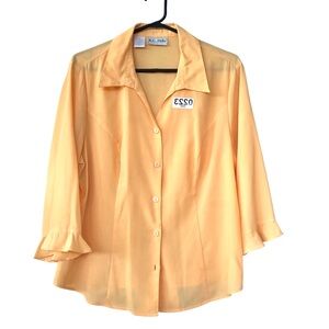 K.C. Studio Yellow 3/4 Sleeve Button-Up Blouse